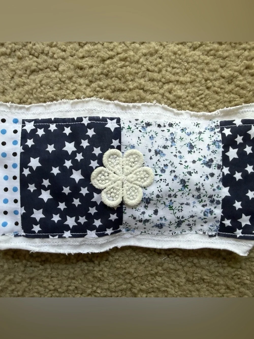 Bohemian Hippie Patchwork Wide Headbands Duo Fits All Rhinestone Cotton Linen